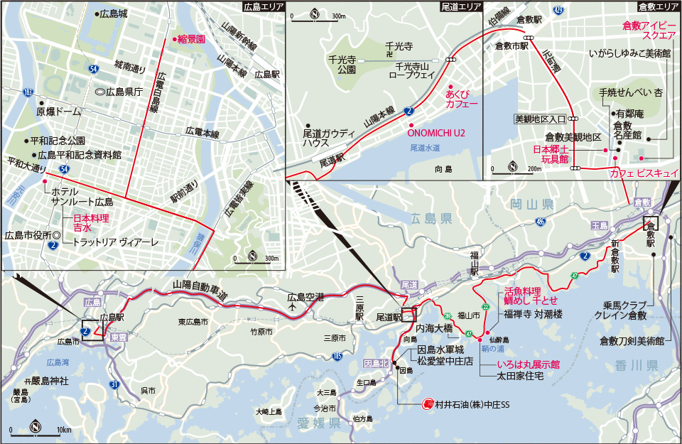 ドライブルートの地図