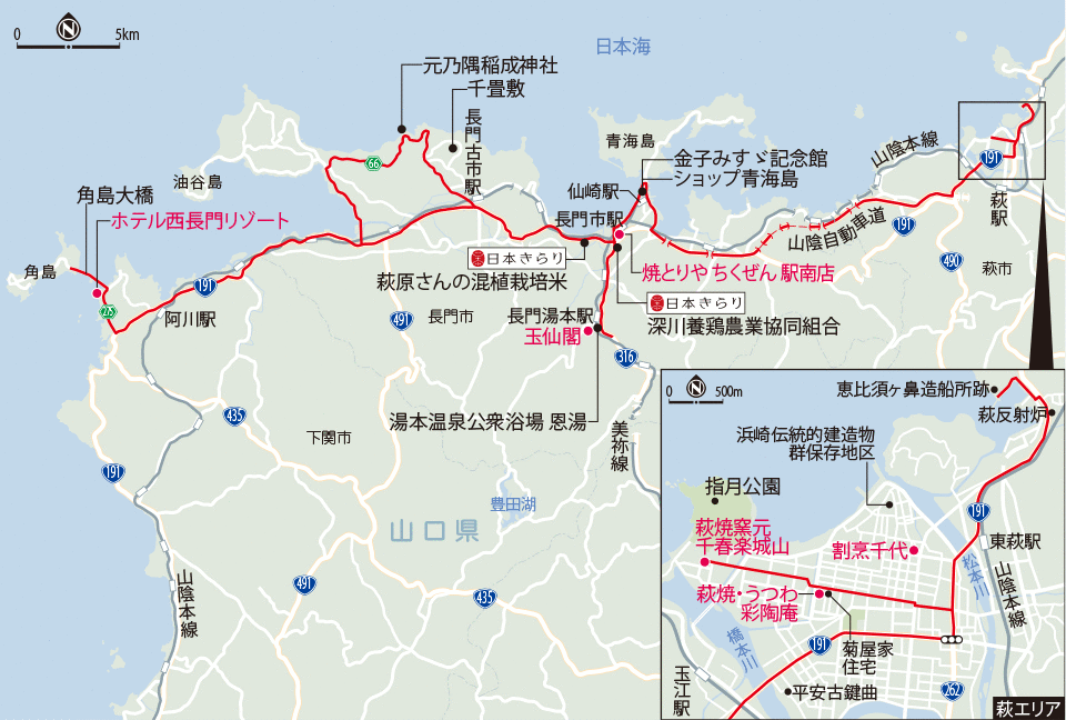 ドライブルートの地図