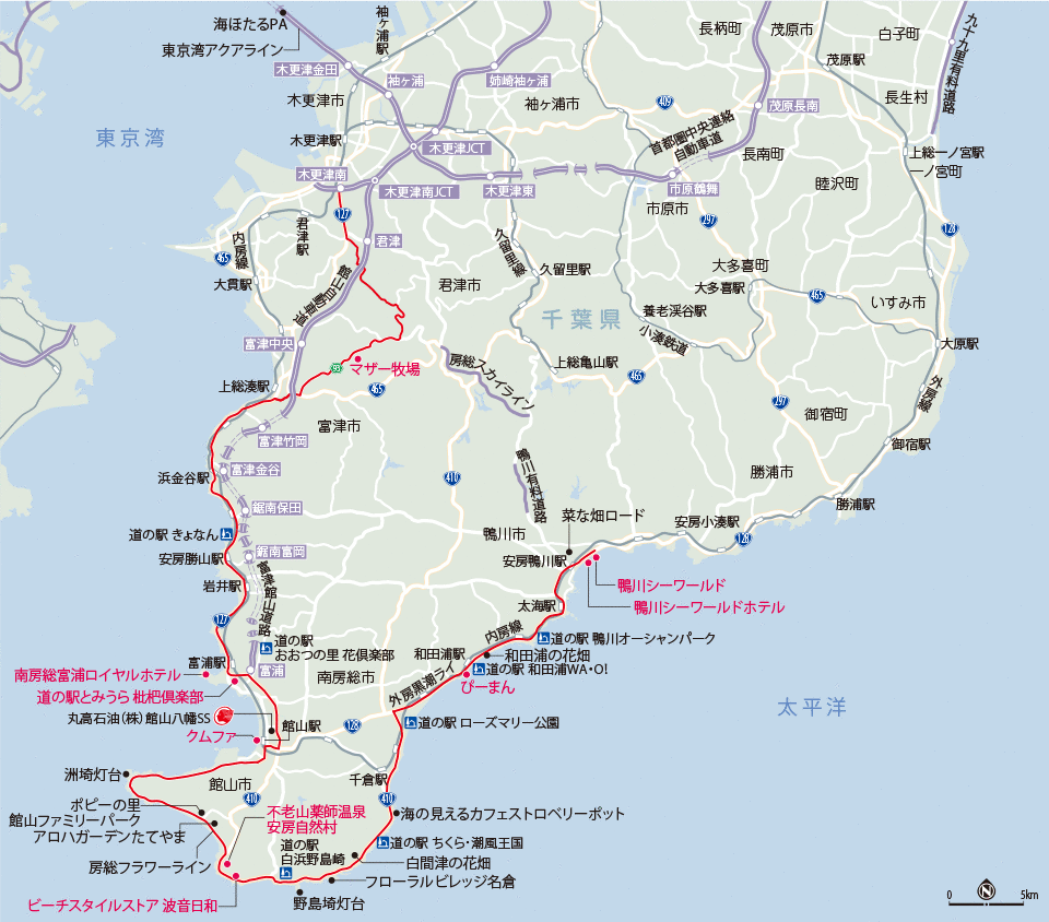 ドライブルートの地図