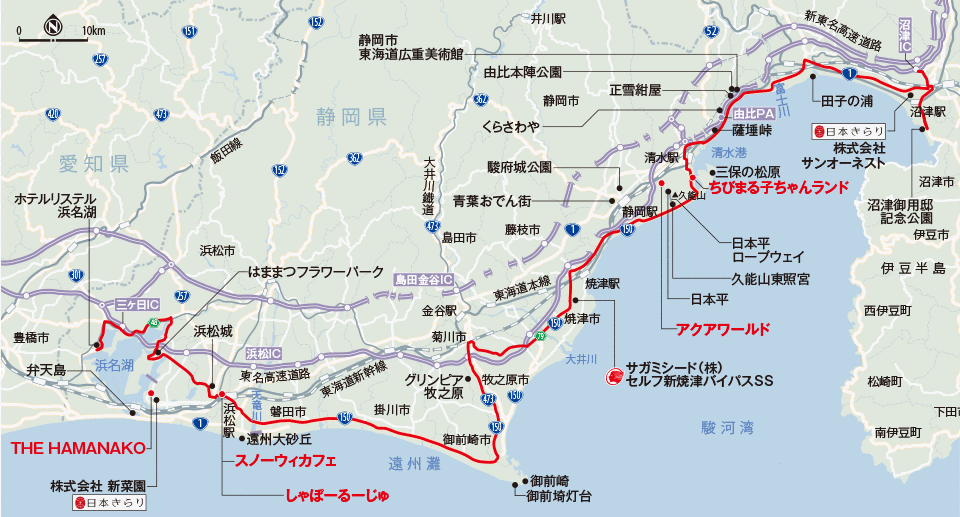 ドライブルートの地図