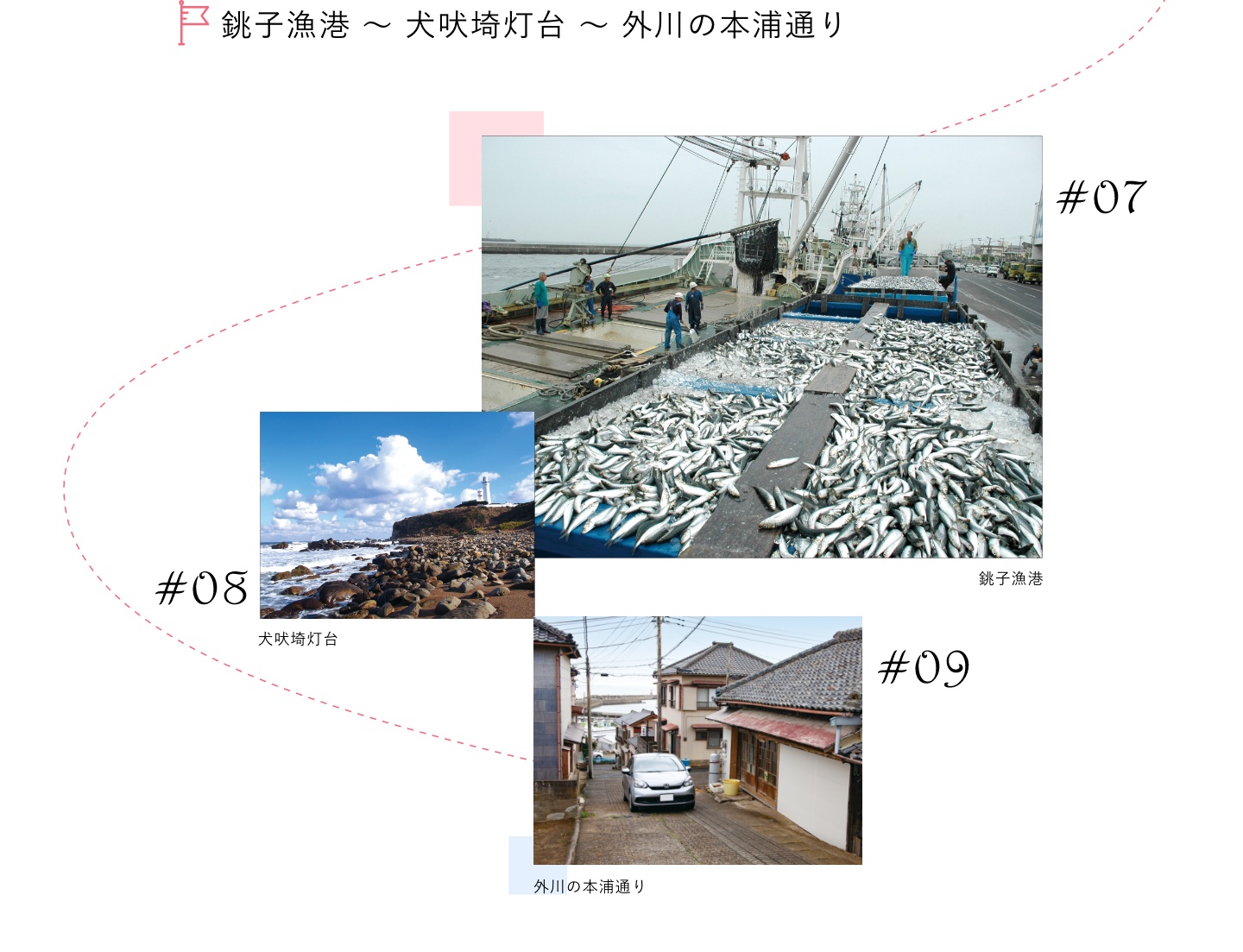 銚子漁港～犬吠埼灯台～外川の本浦通り​​​