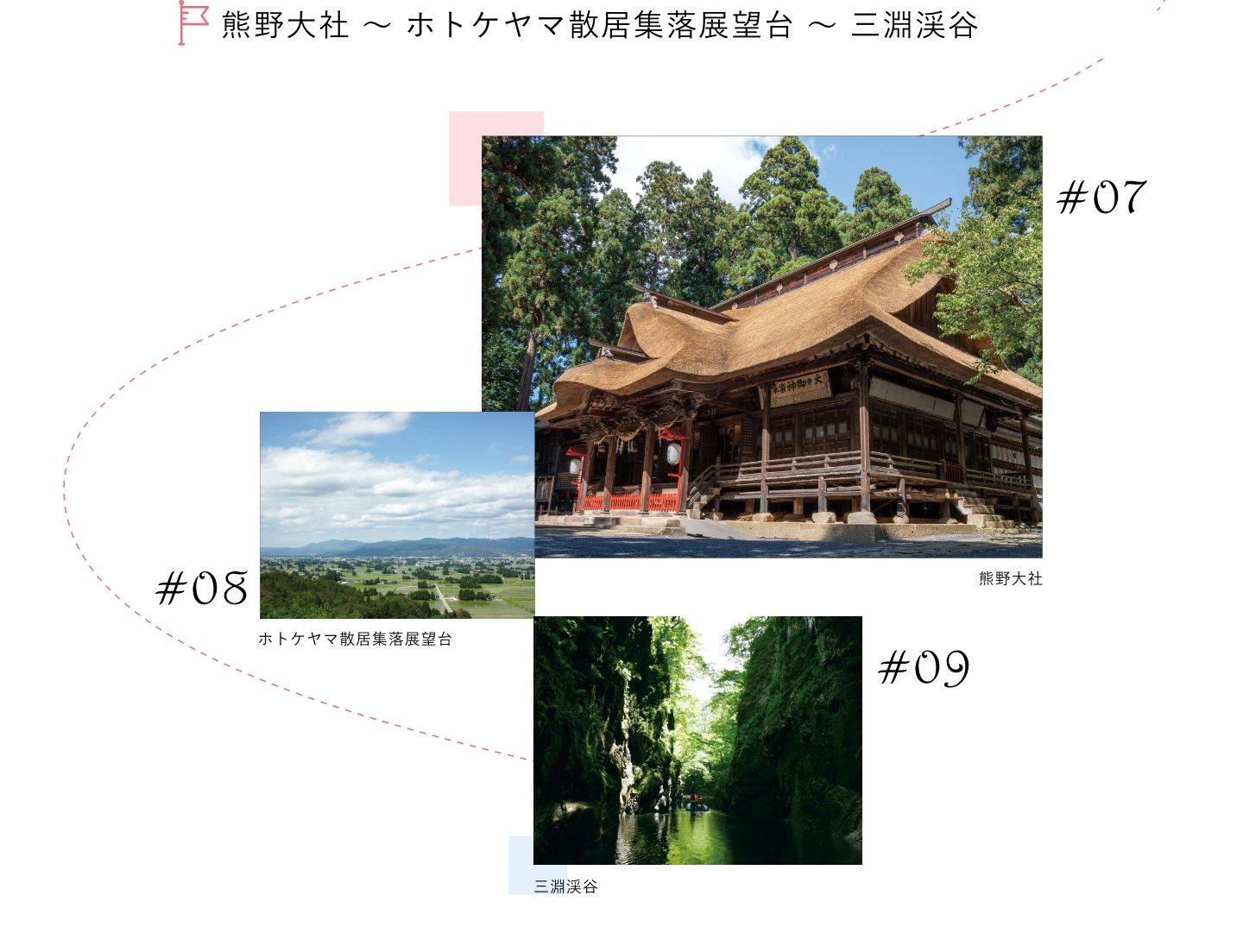 熊野大社～ホトケヤマ散居集落展望台～三淵渓谷​